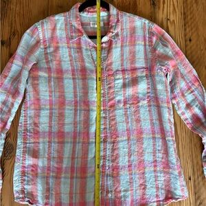 GAP Women’s 100% Linen Pink and Blue Button Down Shirt